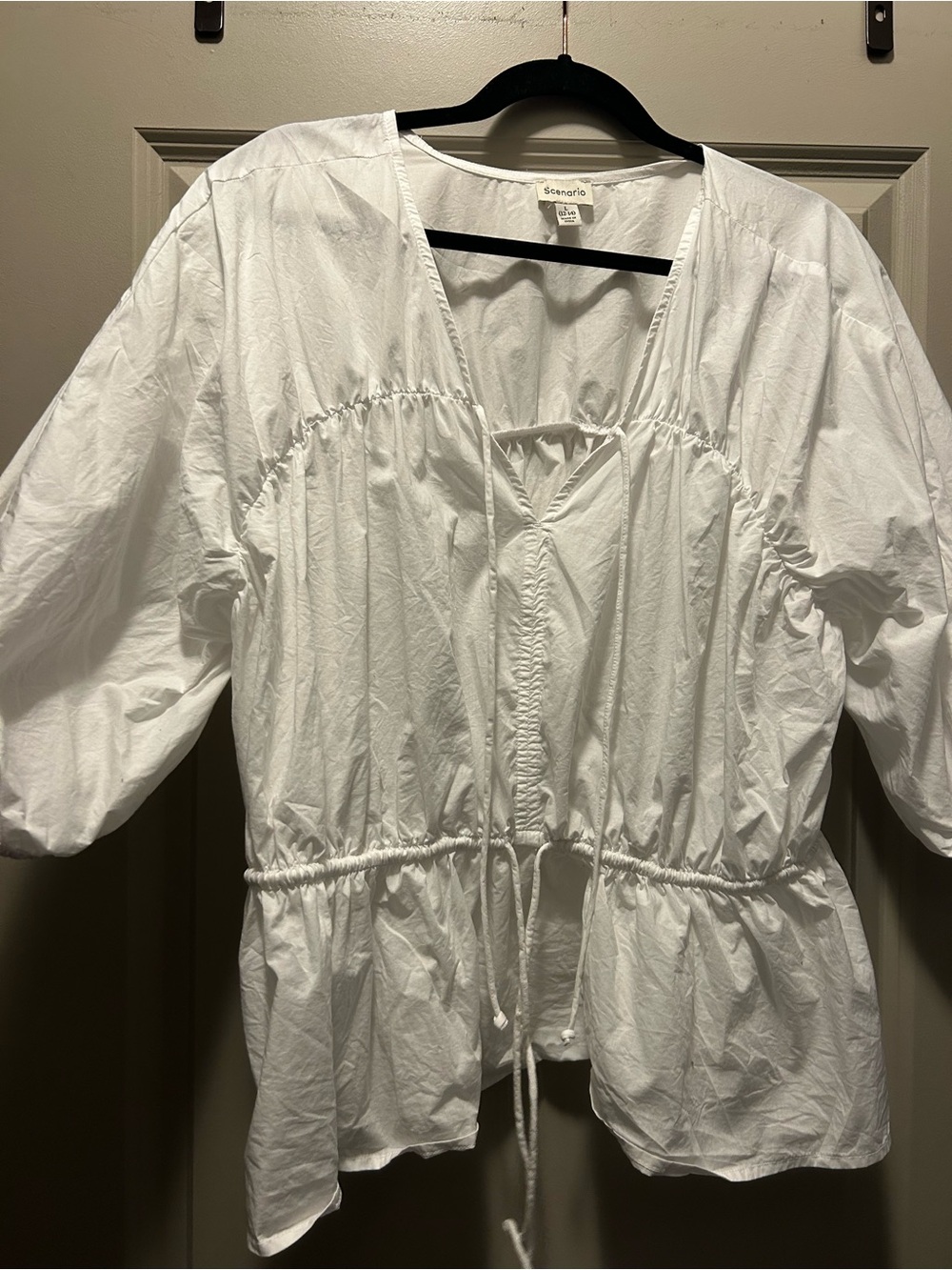 White Gathered Peasant Blouse – Lightweight Women’s Top